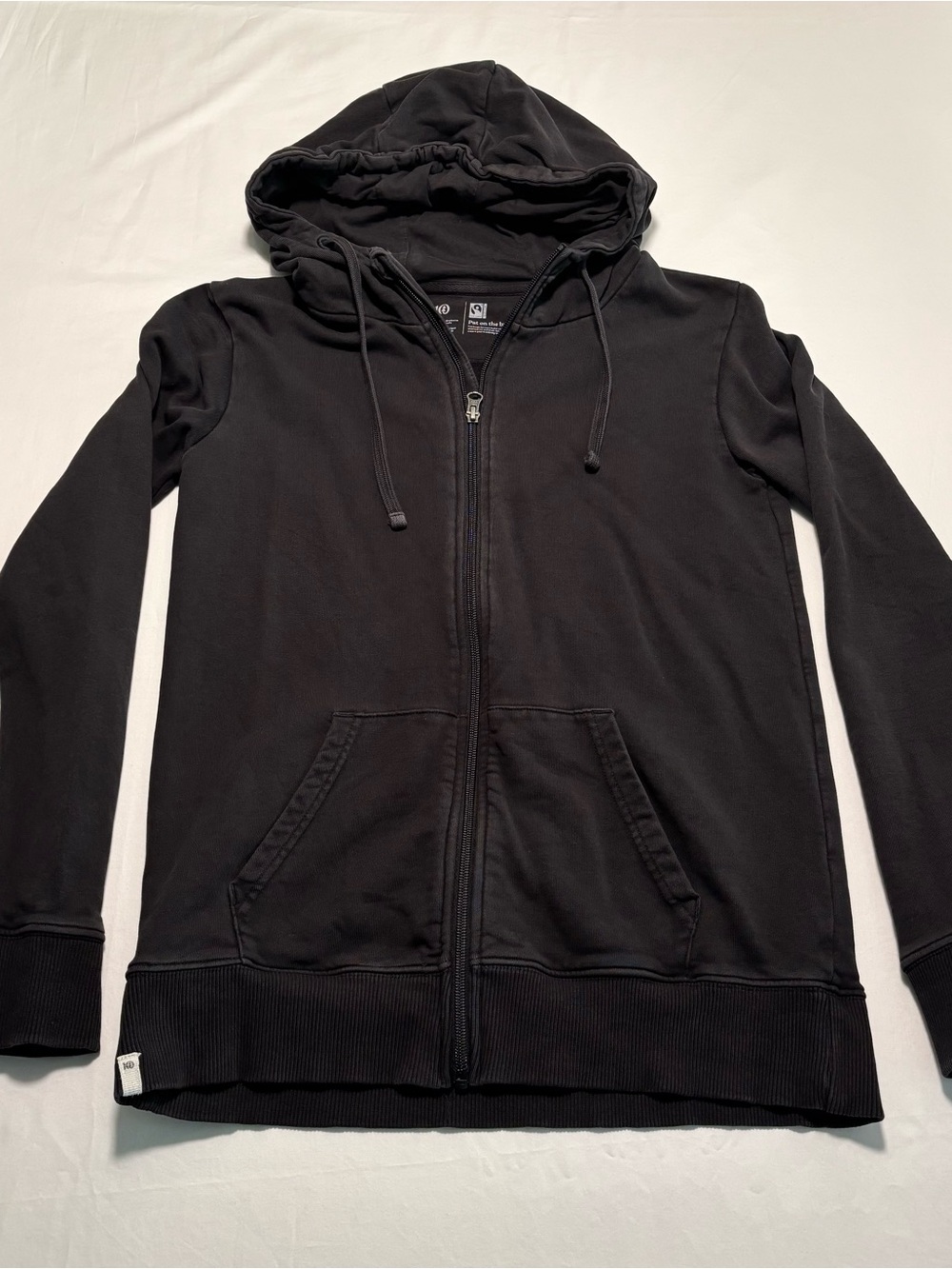 tentree Black Zip Hoodie with Drawstring